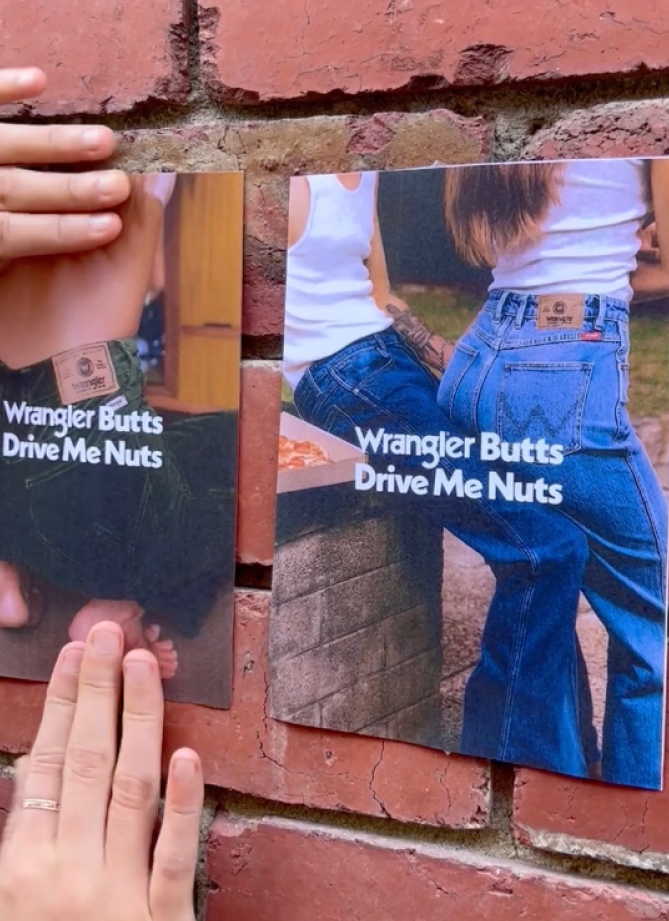 Wrangler Butts Drive Me Nutts posters discovered on a Melbourne street during the treasure hunt